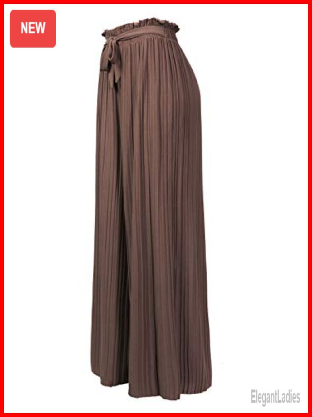 Pleated Chiffon Wide Leg Palazzo Pants High Waist Ribbon Tie